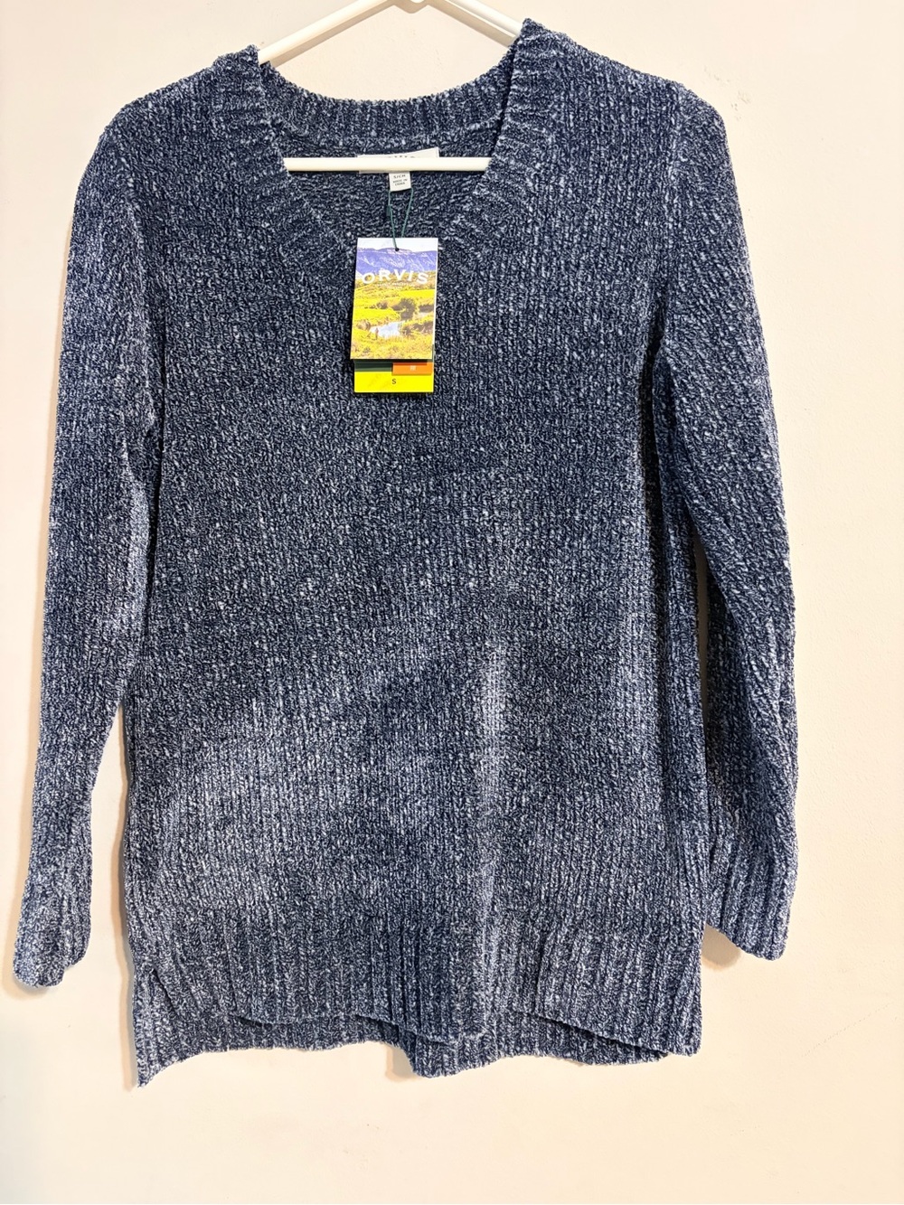 Orvis Heathered Navy Chenille Scoop Pullover